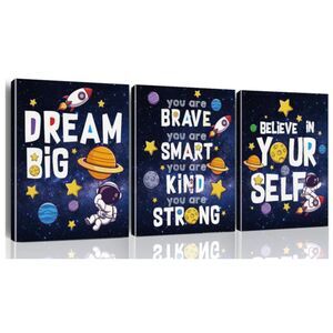 🚀 Yuzi-n Outer Space Kids Wall Art – Set of 3 – 12x15